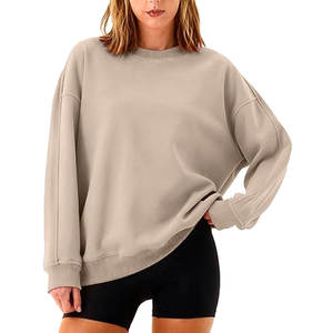 100% Cotton Women Pullover Sweatshirt Soft Fleece Lined Ribbed Cuffs Wholesale OEM ODM Custom Logo Factory - Product Image 1