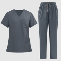 Tenues médicales kaki sur mesure pour femmes, ensemble de blouses d'infirmière à col en V, manches courtes, vêtements de travail pour salon et clinique