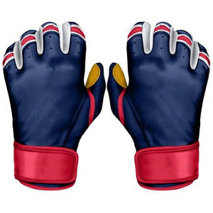 Gant de frappeur de baseball pour gaucher avec support de poignet, en cuir synthétique bleu marine, rouge et jaune - Product Image 5