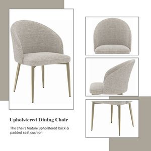 Ensemble de 2 chaises de salle à manger latérales en tissu champagne Cora - Product Image 2