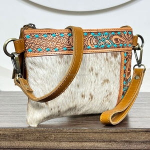 Nuevos Bolsos Cruzados de Cuero Genuino Hechos a Mano, Bolsos de Mano de Cuero Vacuno con Pelo, Bolsos Mini de Lujo para Mujer - Product Image 4