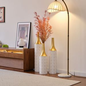 Set di decorazioni per la casa 3 vasi in metallo smaltato bianco 24in/28.7in/33.5in altezza elegante arredamento del pavimento - Product Image 4
