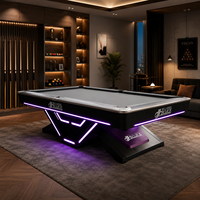 Table de billard de luxe BOJUE Shadow Tournament Standard 9FT American 9 Ball avec coussin en caoutchouc Andy Premier 12V LED et ardoise en acier de 30 mm