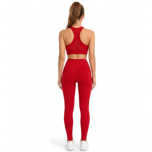 Ensemble de vêtements de yoga pour femmes, haut dos nageur et leggings, séchage rapide, tenue de sport 2 pièces, ensemble de sport pour femmes, soutien-gorge et leggings taille haute - Product Image 2