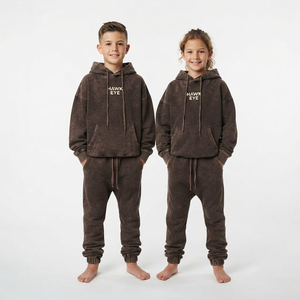 Conjunto de chándal vintage para niños con lavado ácido, dos piezas, sudadera oversize con hombros caídos y pantalones jogger, ropa casual urbana, fabricante - Product Image 4