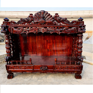 Premium Quality Teak Wood <b>Mandir</b> Manufacturer Deep Brown HandcarvedTemples Puja Unit With Storage Antique Home Shrine London - Product Image 1