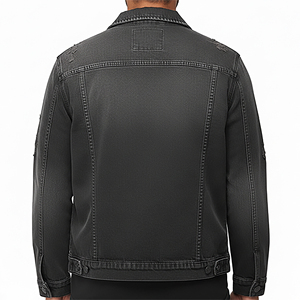 Fit Varsity <b>Denim</b> <b>Jacket</b> Men's Single Button 2026 Trendy Fashion Washed Classic Casual Long Front Customized Color Oversized - Product Image 5