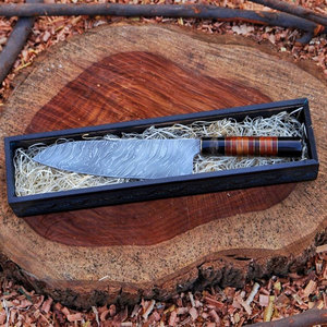 Couteau de chef artisanal en acier Damas, couteau de cuisine professionnel, outil de cuisson durable, manche ergonomique pour chefs, usage domestique - Product Image 2