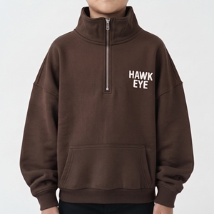 Sudadera con capucha extragrande de algodón grueso personalizada para niños, unisex, con media cremallera, hombros caídos, manga larga, estilo urbano y casual - Product Image 5
