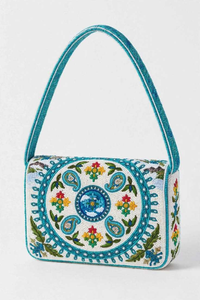 Artistic Handmade Seed Beaded <b>Crossbody</b> <b>Bag</b> Embroidered <b>Pink</b> Floral Design Fashion Boutique Women Evening Shoulder <b>Bag</b> Wedding - Product Image 5