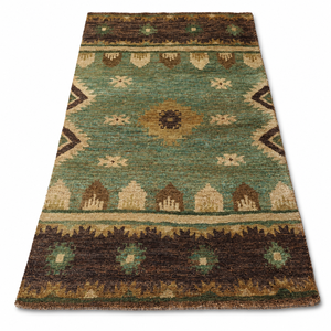 Tapis d'intérieur en jute tissé à la main, tapis décoratif pour le sol avec motif géométrique traditionnel pour salon, chambre à coucher - Product Image 1