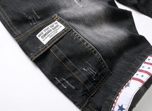 Shorts en jean respirant brodés bleu clair RNSHANGER, style streetwear, vintage pour homme, grande taille 48 - Product Image 5