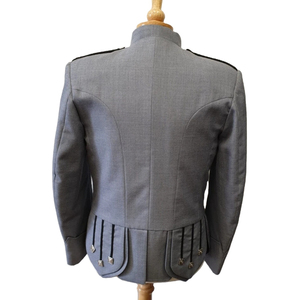 Handmade Embossed Patchwork Epaulet Casual Scottish Black Wool Safari <b>Jacket</b> with Vest for Men Breathable Autumn Wedding Wear - Product Image 3