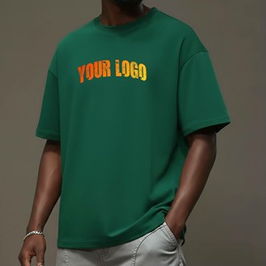 Camiseta Verde de Manga Corta para Hombre, 100% Algodón Jersey, Corte Regular, Cuello Redondo, Transpirable, con Impresión de Letras Personalizada en la Parte Delantera, OEM ODM, Venta al Por Mayor - Product Image 1