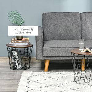 Set of 2 Durable <b>Black</b> <b>Round</b> Accent <b>Side</b> <b>Tables</b> Nesting End <b>Tables</b> with Storage Removable Top for Living Room Bedroom - Product Image 6