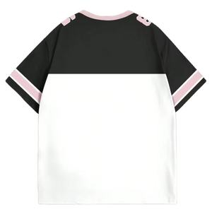 <b>Men's</b> <b>Black</b> White Pink 23 Number Street Style Short Sleeve T-<b>Shirt</b> O-Neck <b>Slim</b> Printed Pattern Contrast Trim Breathable - Product Image 2