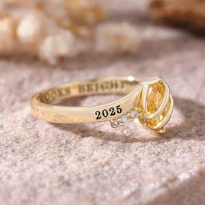 Anillo de Graduación Universitario Personalizado BOJ School Ring 059, Anillo de Colegio Secundario para Ella, con Piedra de Nacimiento, Plata 925, ¡Oferta! - Product Image 2