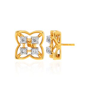 Pendientes de Diamantes Florales Elara, Oro Amarillo de 18K, Diseño de Racimo Floral, Diamantes Cultivados en Laboratorio de Corte Redondo, Joyería Fina de Lujo para Mujer - Product Image 4