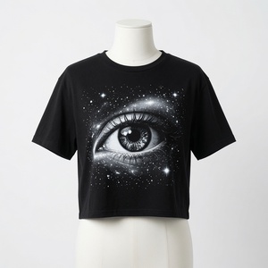 เสื้อยืดคอกลมสีดำประดับคริสตัล Glory Custom รุ่นครอป ทรงทันสมัย สไตล์สตรีทแวร์ ผ้าฝ้าย 100% ระบายอากาศได้ดี สำหรับทุกเพศ - Product Image 4