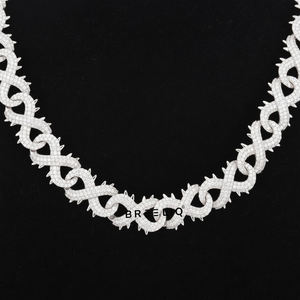 Collier personnalisé à maillons infinis en or blanc massif 14 carats avec diamants de laboratoire, collier de luxe pour un look audacieux - Product Image 1