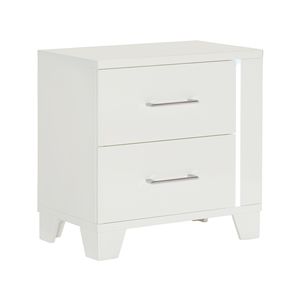 Modern Bedroom Luxury <b>Bedside</b> <b>Table</b> 1pc White High Gloss Finish Nightstand with <b>LED</b> Light Wooden Furniture - Product Image 3