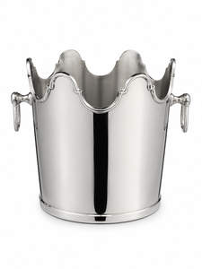 Seau à vin isotherme en acier inoxydable à double paroi de fabrication indienne avec bord festonné unique – Refroidisseur de luxe pour vins et boissons - Product Image 1