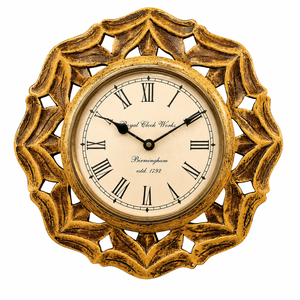 Carved Wooden Analog Quartz Wall <b>Clock</b> | Traditional Decorative <b>Clock</b> for Home <b>Office</b> & Interior Decor - Product Image 1