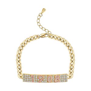 Bracelet chaîne en cristal doré avec breloque barre en strass colorés, élégant accessoire de mode pour femmes et jeunes filles, idéal pour les soirées - Product Image 1
