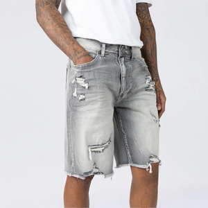 Nuevos shorts de mezclilla más vendidos para hombres adultos, transpirables y cómodos, de uso casual, teñidos en color liso, estilo urbano. - Product Image 5