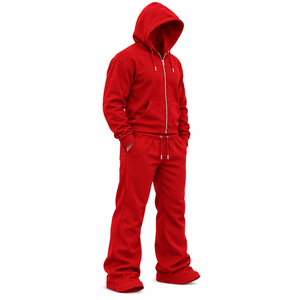 Conjunto de Chándal Moderno para Hombre: Sudadera con Capucha de Cremallera Completa y Pantalones Acampanados Estilo Y2K - Ropa Urbana de Moda - Product Image 4