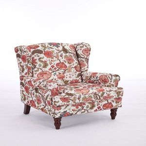 Sillón Individual de Diseño Floral Moderno con Patas de Madera Retro, Tapizado Cómodo para Sala de Estar o Dormitorio, Suave para Centro Comercial - Product Image 1