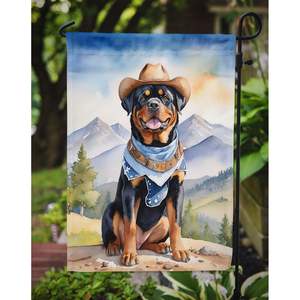 Multicolor Rottweiler Cowboy Welcome Garden Flag Buzón Decorativo Patio Banner para Patio Obra de arte y camas de flores Tamaño de patio Banner - Product Image 3