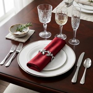 Vintage <b>Silver</b> Metal Leaf <b>Napkin</b> Rings Elegant Table Decor for Wedding Banquet - Product Image 6
