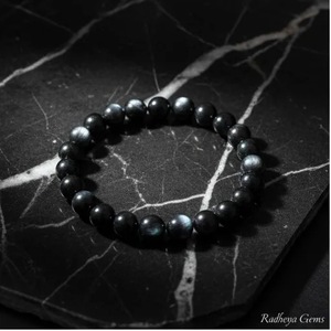 Pulsera de Obsidiana Plateada Natural Hecha a Mano, Pulsera de Cristal Curativa con Propiedades Protectoras para Regalo - Product Image 1