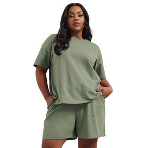 Women Oversized T Shirt Shorts <b>Set</b> Custom Logo Two Piece Summer Casual Streetwear Sportswear Gym Fitness Workout Fashion Apparel - Product Image 4