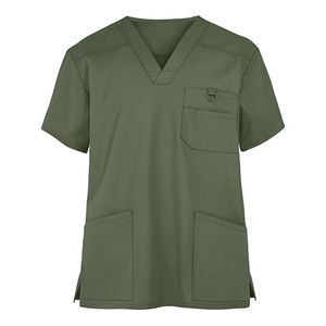 Blouse médicale pour homme, col en V, manches courtes, uniforme médical, tenue d'hôpital avec poches et porte-stéthoscope - Product Image 5