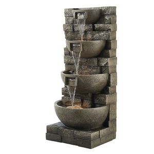 Fuente de Agua LED en Cascada de 4 Niveles para Exteriores, 35.63 Pulgadas de Altura, Elegante Decoración Acuática con Acabado de PU - Product Image 1