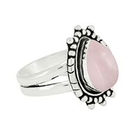 Bague en argent sterling 925 avec pierre précieuse en quartz rose naturel fait main, style classique, cadeau d'anniversaire
