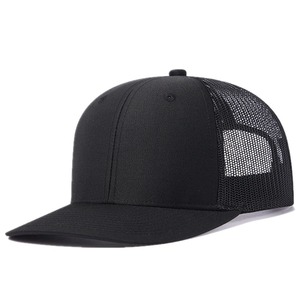 Custom Logo 6-Panel Solid Plain Baseball Cap Grey Black Trucker <b>Hat</b> Leather Patch Plain Mesh Trucker <b>Hat</b> for Men - Product Image 5
