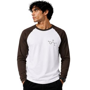 <b>White</b> And Chocolate Brown Raglan Long Sleeve T Shirt Men Premium Cotton Crew Neck Chemistry Graphic Baseball Tee Custom Apparel - Product Image 1
