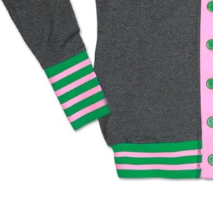 Cárdigan Grueso de Algodón 100% Rosa y Verde con Rayas, Cuello en V, Antiarrugas, para Todas las Estaciones, Estilo Universitario y Fraternidad - Product Image 5