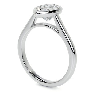 Pear Cut VVS1 Moissanite Bezel Set Engagement <b>Ring</b> Solitaire Wedding <b>Statement</b> <b>Ring</b> 18K Solid White Gold Proposal <b>Ring</b> For Her - Product Image 4