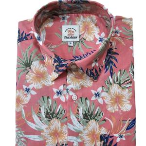 Camisa de manga corta de satén de algodón 100% con estampado AOP para hombre, informal, Formal, patrón sólido, transpirable, sostenible para un aspecto perfecto de verano - Product Image 1