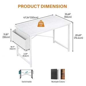 Foldable MDF Home Office <b>Desk</b> with Storage Bag and Hook Modern Study Writing Table for <b>Small</b> <b>Spaces</b> - Product Image 2
