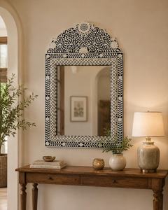 Floral Inlay Large Elegant Bohemian Handmade Eco-Friendly <b>Lightweight</b> Wall <b>Mirror</b> Floral Pattern for Bathroom Use Living Room - Product Image 5