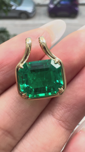 Classic <b>Emerald</b> Cut Green Gemstone <b>Pendant</b> In 18K Yellow Gold Unisex Everyday Wear Jewelry Charm - Product Image 6