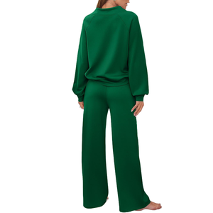 Custtom Women's Tracksuit Fashion Solid Color Front Design Custom Cotton Fleece Winter Women's <b>Pullover</b> Tracksuit - Product Image 2
