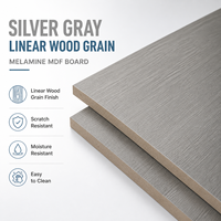 Panneau de fibres de bois Jinbase moderne gris argenté brossé, placage bois, E0 écologique, imperméable et ignifuge pour armoires, hôtels, écoles