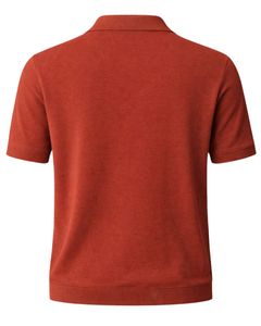 Customized <b>Rust</b> Orange Men Knit Polo Shirt Short Sleeve Ribbed Hem Slim Fit Casual Cotton Blend Plain Design Custom Manufacturer - Product Image 5