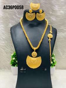 Ensemble de bijoux pendentif en laiton plaqué or 24 carats avec chaîne à maillons, tendance, cadeau unisexe/femme - Product Image 2